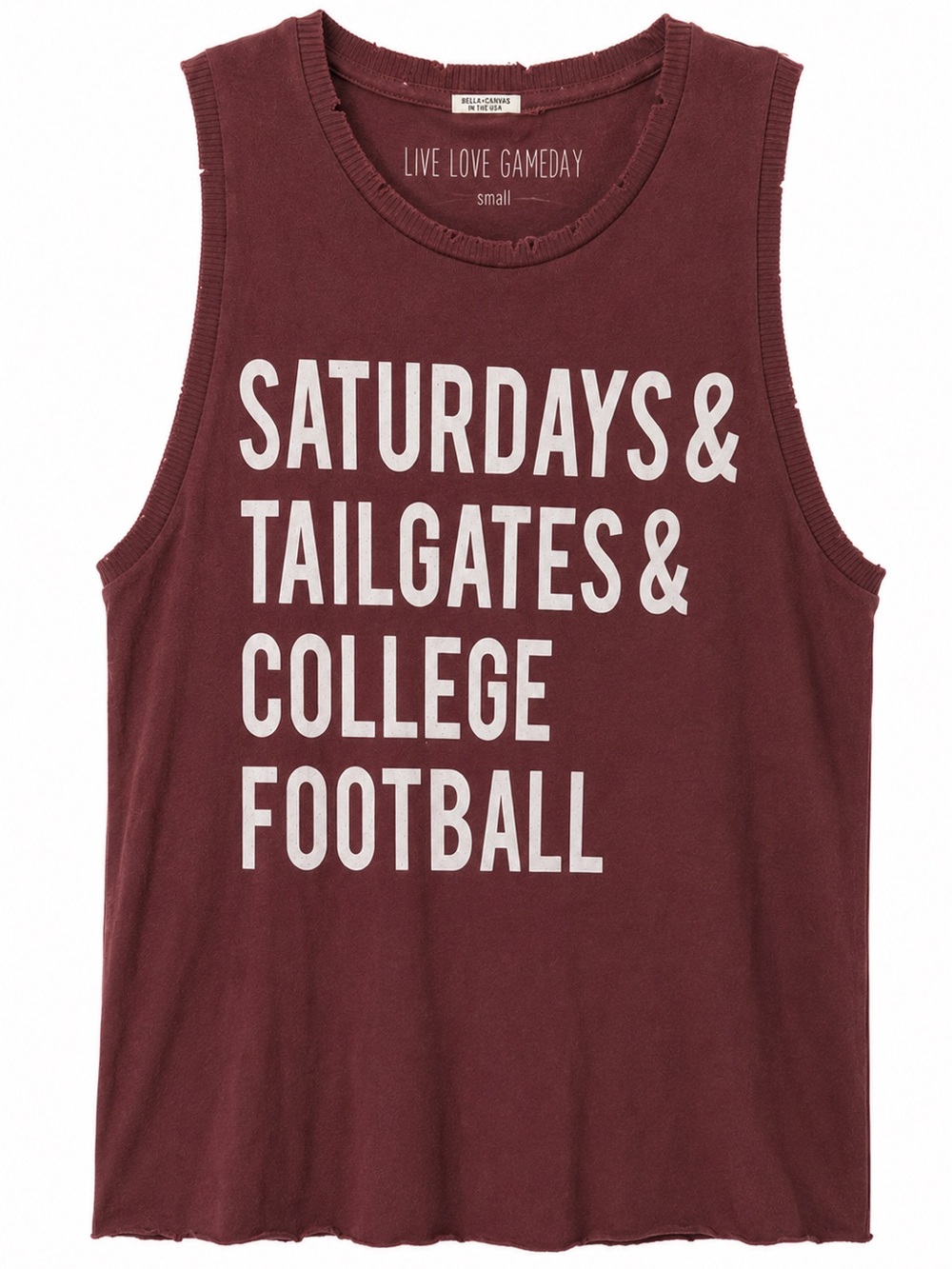 Bella Canvas Women's Burgundy 'Saturdays & Tailgates & College Football' Tank